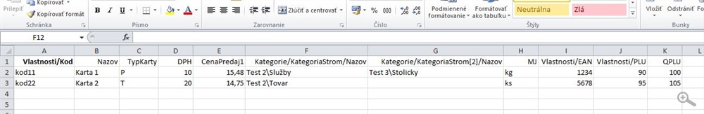 Vzorový súbor pre import Vzorovy subor pre import kariet z CSV