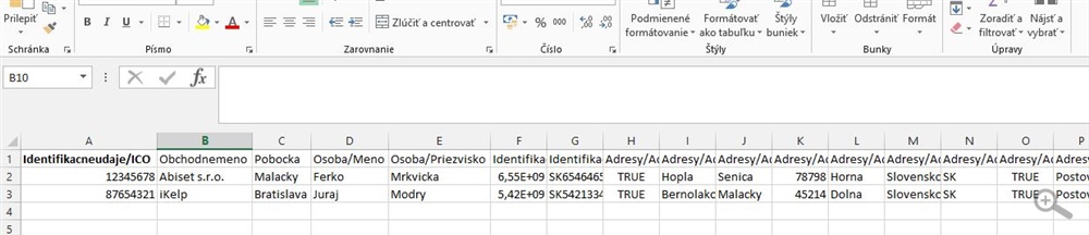 Vzorový súbor pre import Vzorovy subor pre import kariet z CSV