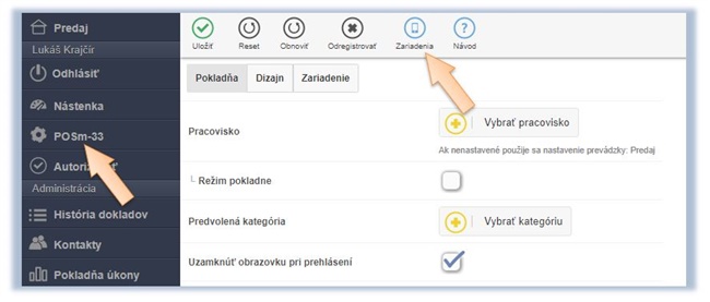 Zobrazenie možnosti pre otvorenie zoznamu zákazníckych zariadení Zobrazenie možnosti pre otvorenie zoznamu zákazníckych zariadení