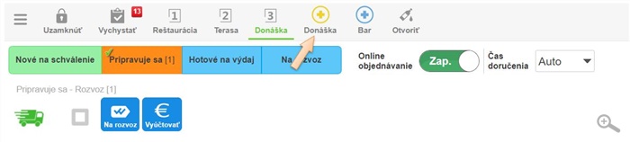 Vytvorenie novej objednávky pre Donášku