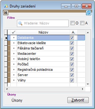 Okno výrobcov zariadení Okno výrobcov zariadení