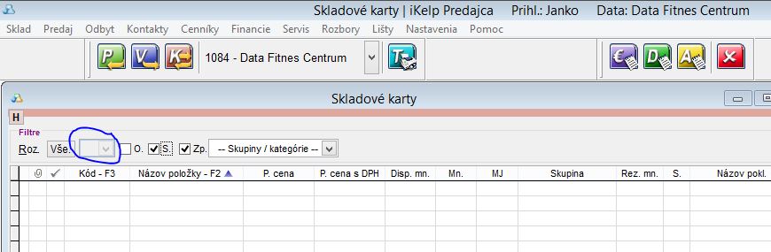 Filter na karty skladom pod uzivatelom Janko