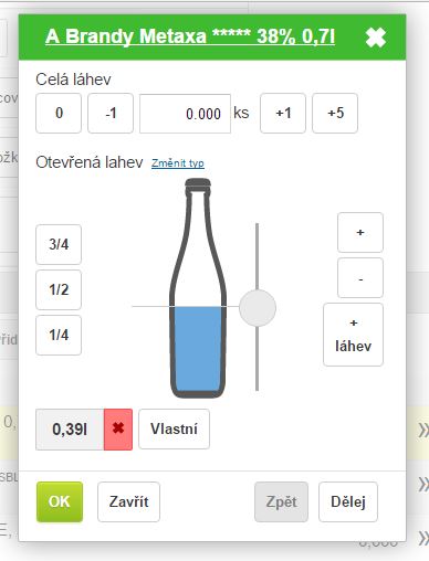 Rychlá inventura - inventování karty typu Láhev