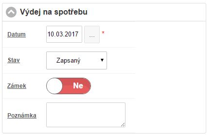 &Uacute;daje pro vyplněn&iacute; na skladov&eacute;m v&yacute;deji