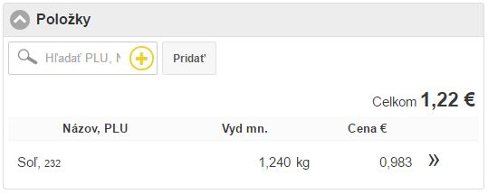 Zoznam položiek skladovej výdajky Zoznam položiek skladovej výdajky