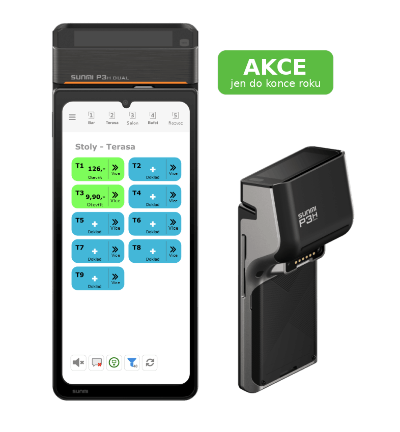 All-in-one P3H DUAL - mobilní pokladna se dvěma displeji
