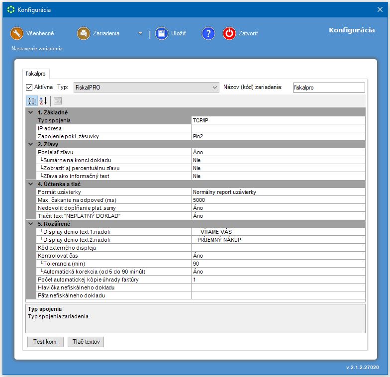 Nastavenia zariadenia FiskalPRO pre komunikáciu s aplikáciou Nastavenia zariadenia FiskalPRO pre komunikáciu s aplikáciou