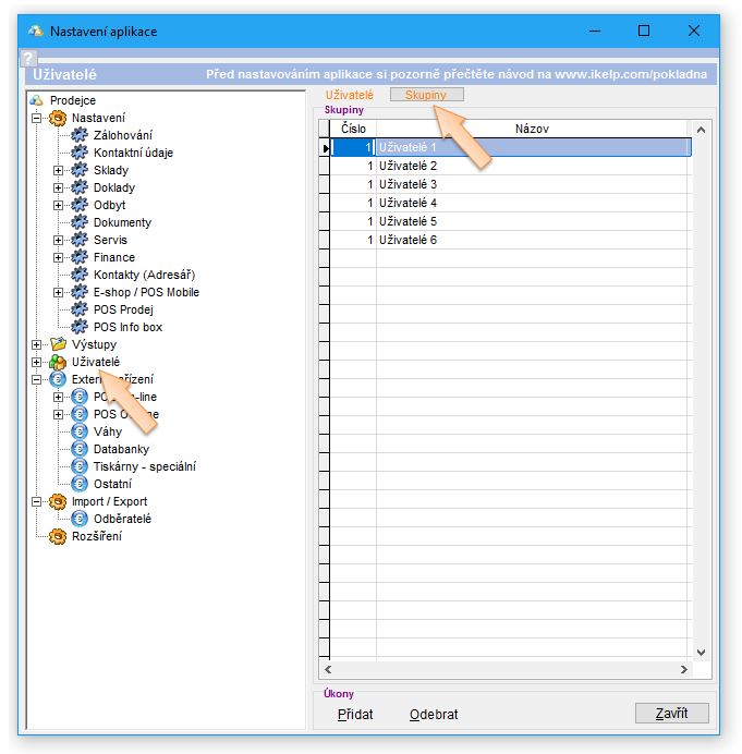 Formul&aacute;ř ze seznamem skupin uživatelů