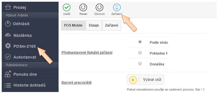 Zobrazení možnosti pro otevření seznamu zákaznických zařízení Zobrazení možnosti pro otevření seznamu zákaznických zařízení