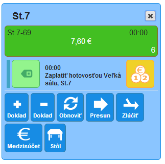Detail stola s notifikáciami. Detail stola s notifikáciami.